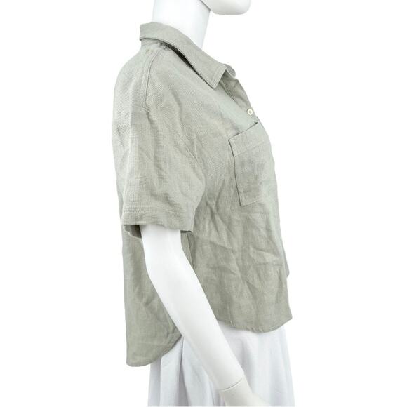 MADEWELL Blouse Top Women Size Medium Light Green Button Down Breezewoven Beach - Picture 5 of 7